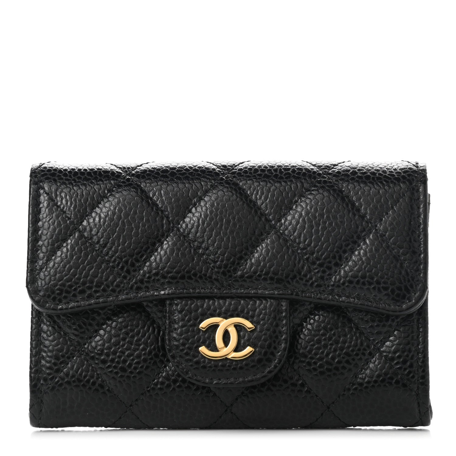 Chanel Caviar Quilted Flap Card Holder Wallet Black 1 of 9