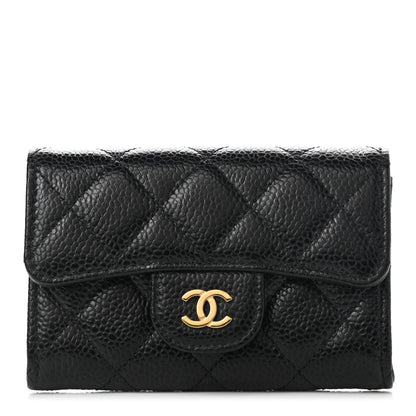 Chanel Caviar Quilted Flap Card Holder Wallet Black 1 of 9