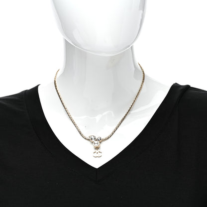 Chanel Pearl Crystal CC Teardrop Braided Necklace Gold 2 of 4