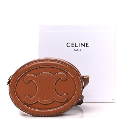 Celine Smooth Calfskin Cuir Small Triomphe Oval Crossbody Purse Tan 10 of 10