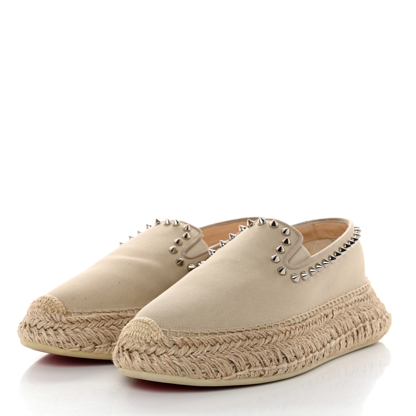 Canvas Espaboat Spikes Flat Espadrilles 39 Beige
