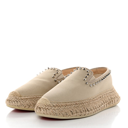 Christian Louboutin Canvas Espaboat Spikes Flat Espadrilles 39 Beige 3 of 10