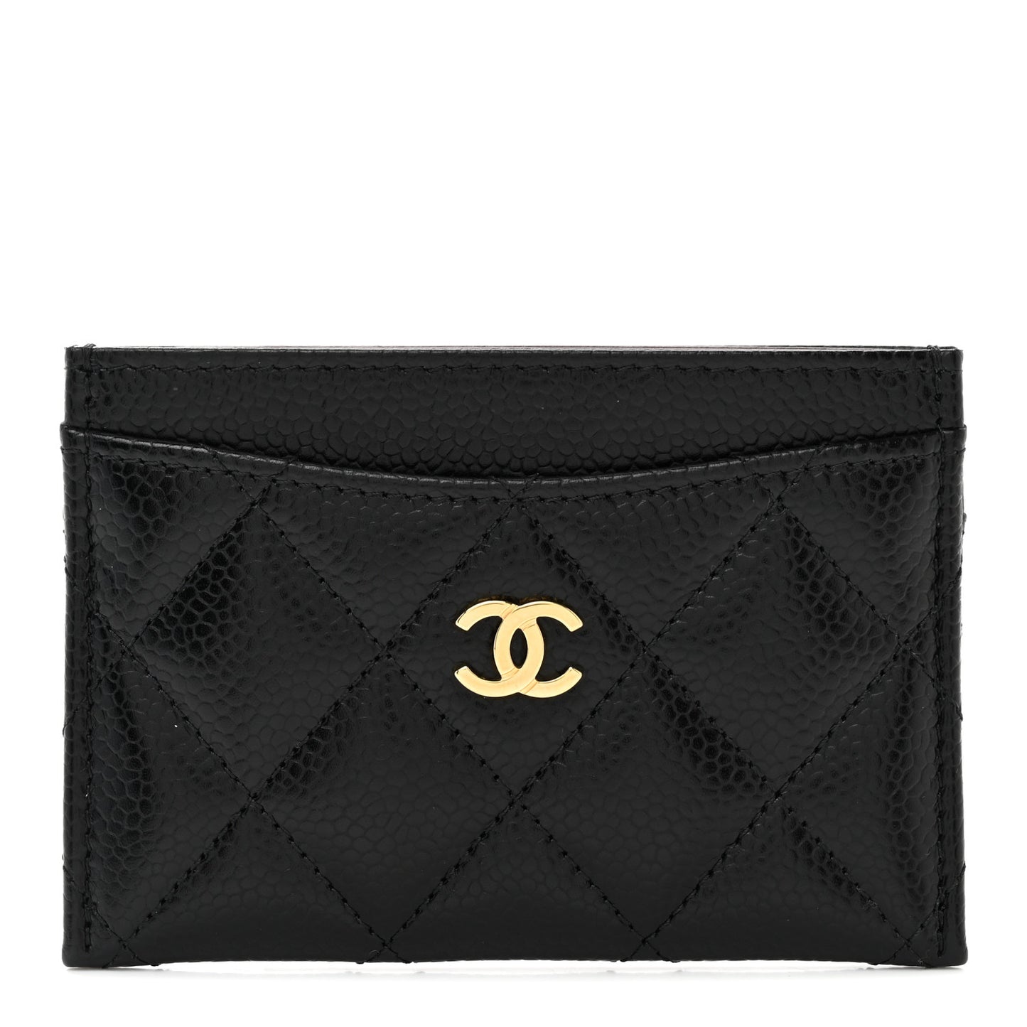 Caviar Quilted Card Holder Black