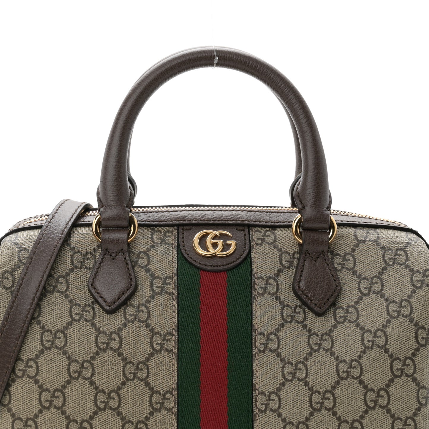 GG Supreme Monogram Web Small Ophidia Top Handle Bag Beige Ebony