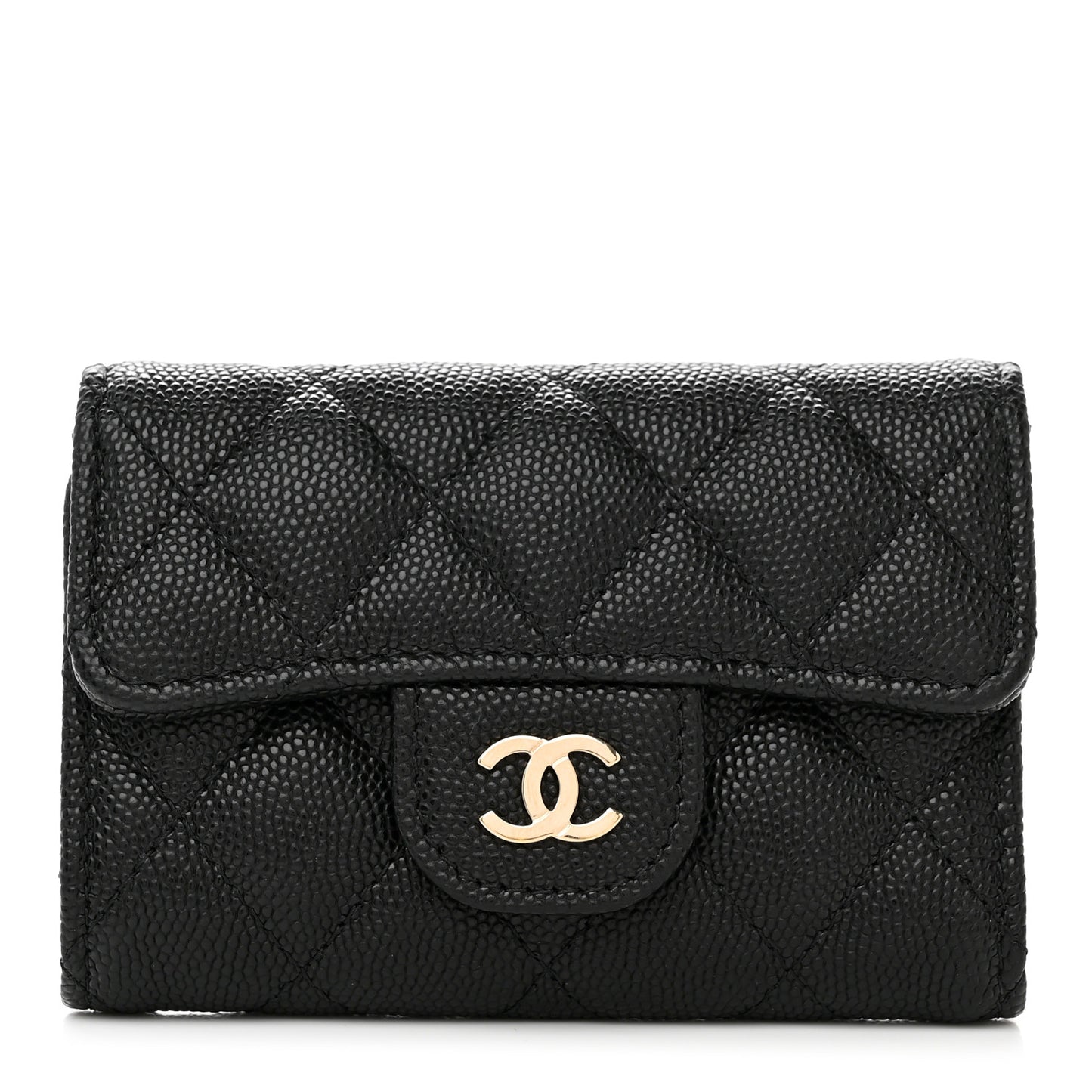 Caviar Quilted Classic 4 Key Holder Wallet Black
