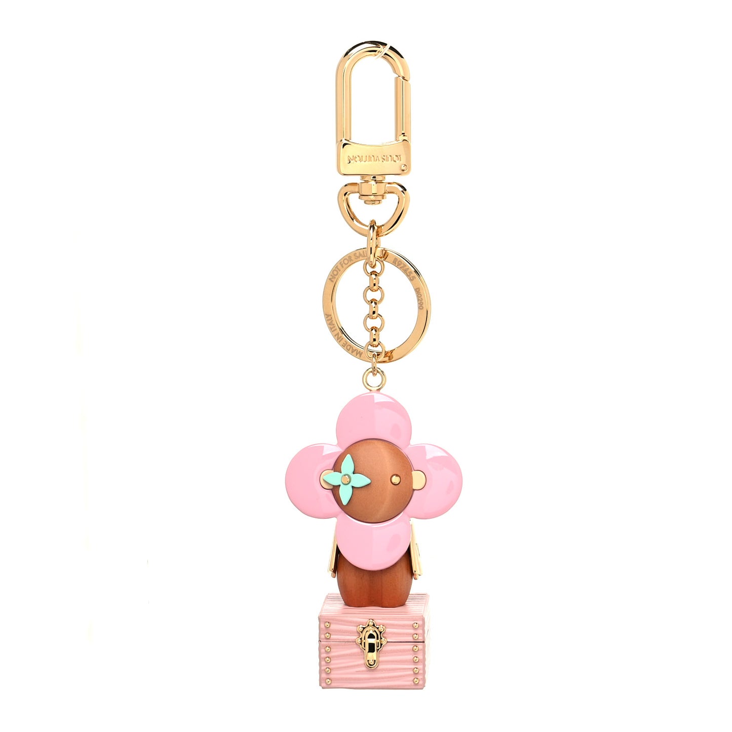 Resin Wood Vivienne Trunk Bag Charm Key Holder Pink