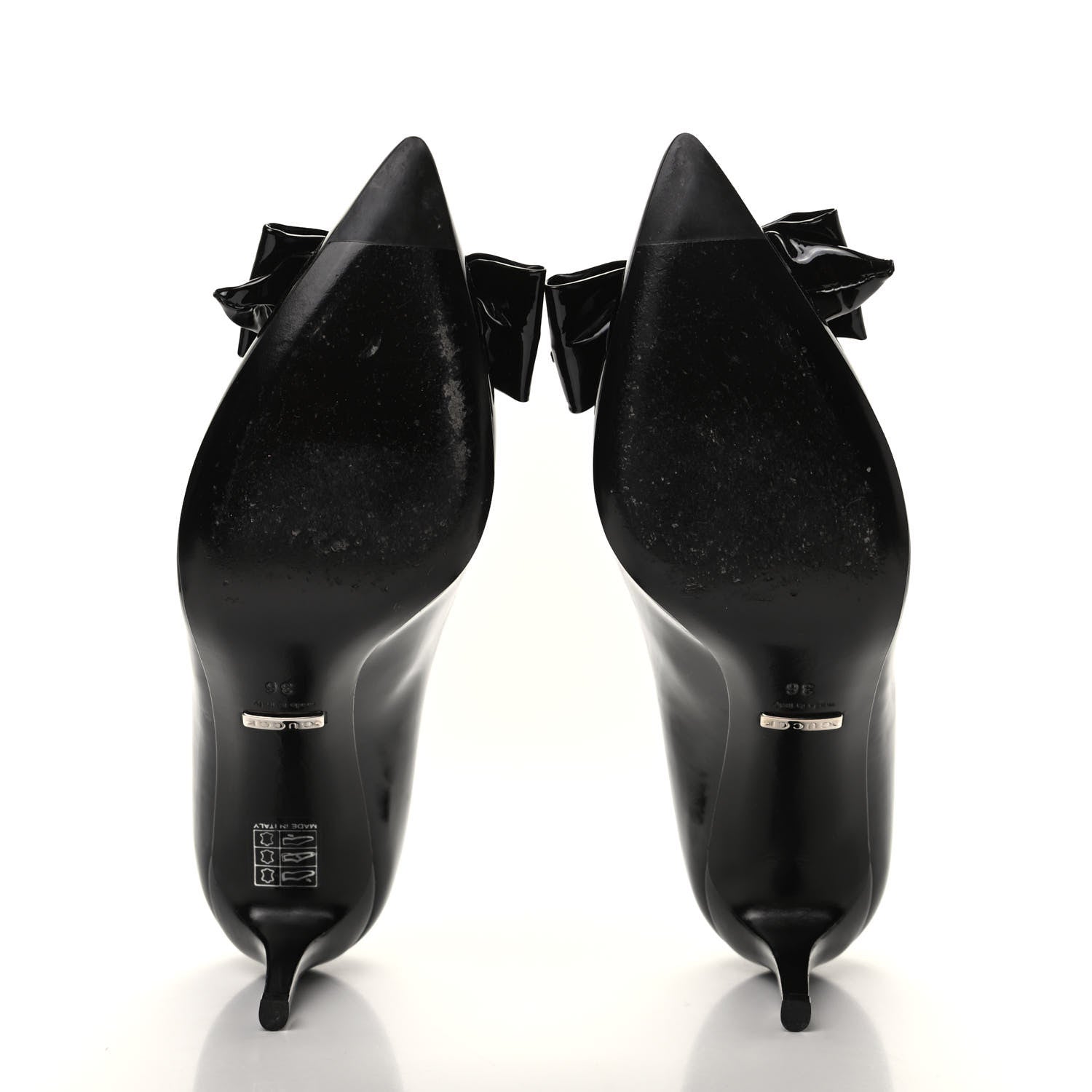 Gucci Patent Bow Mid Heel Pumps 36 Black 5 of 11