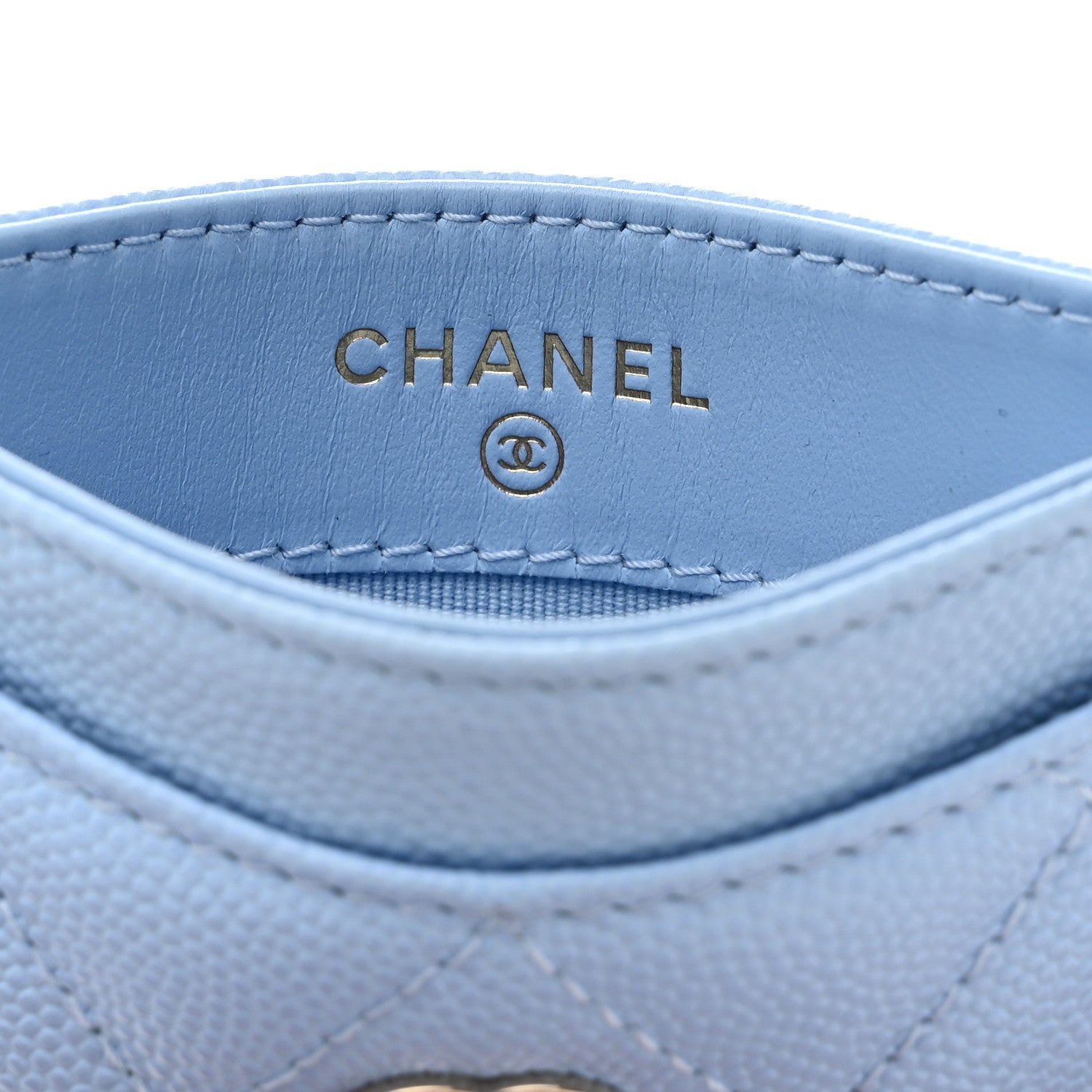 Chanel Caviar Quilted Card Holder Light Blue 6 of 9