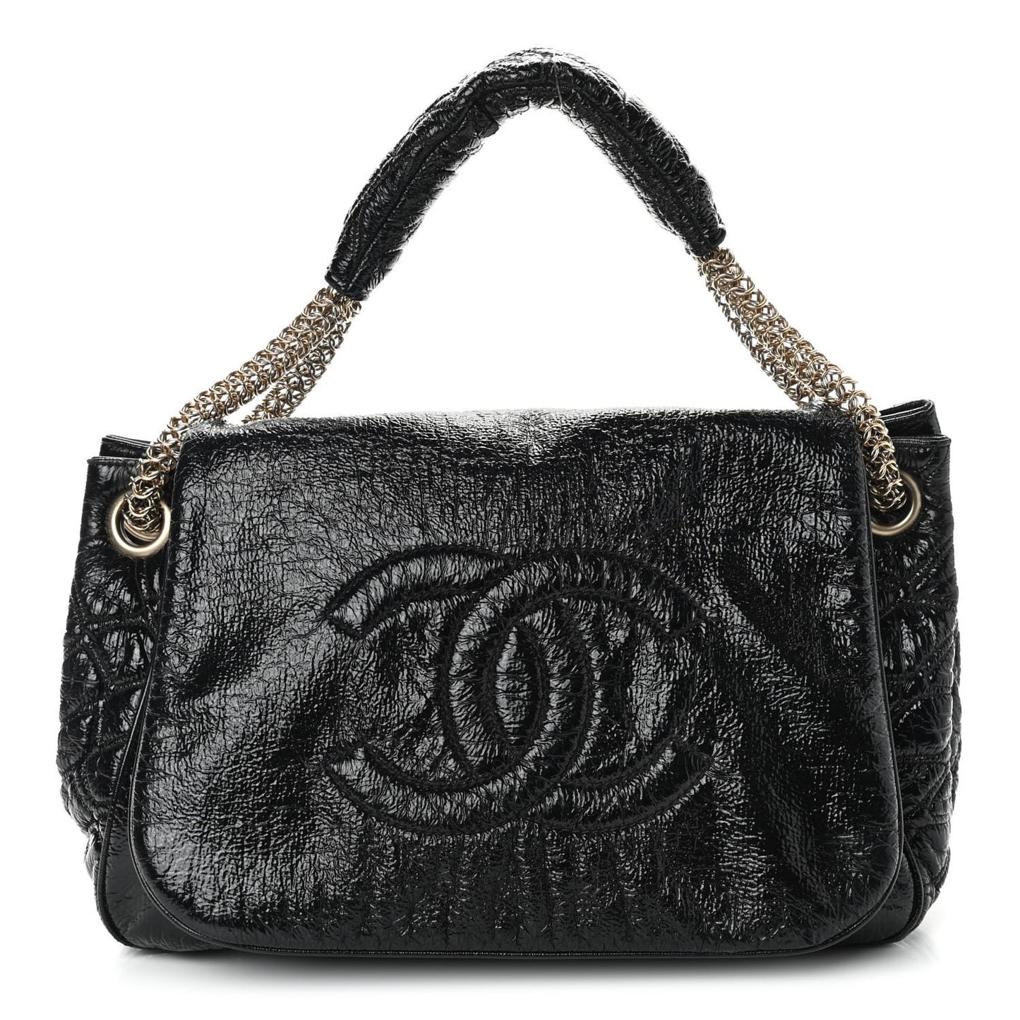 Vinyl Rodeo Accordion Flap Bag Black