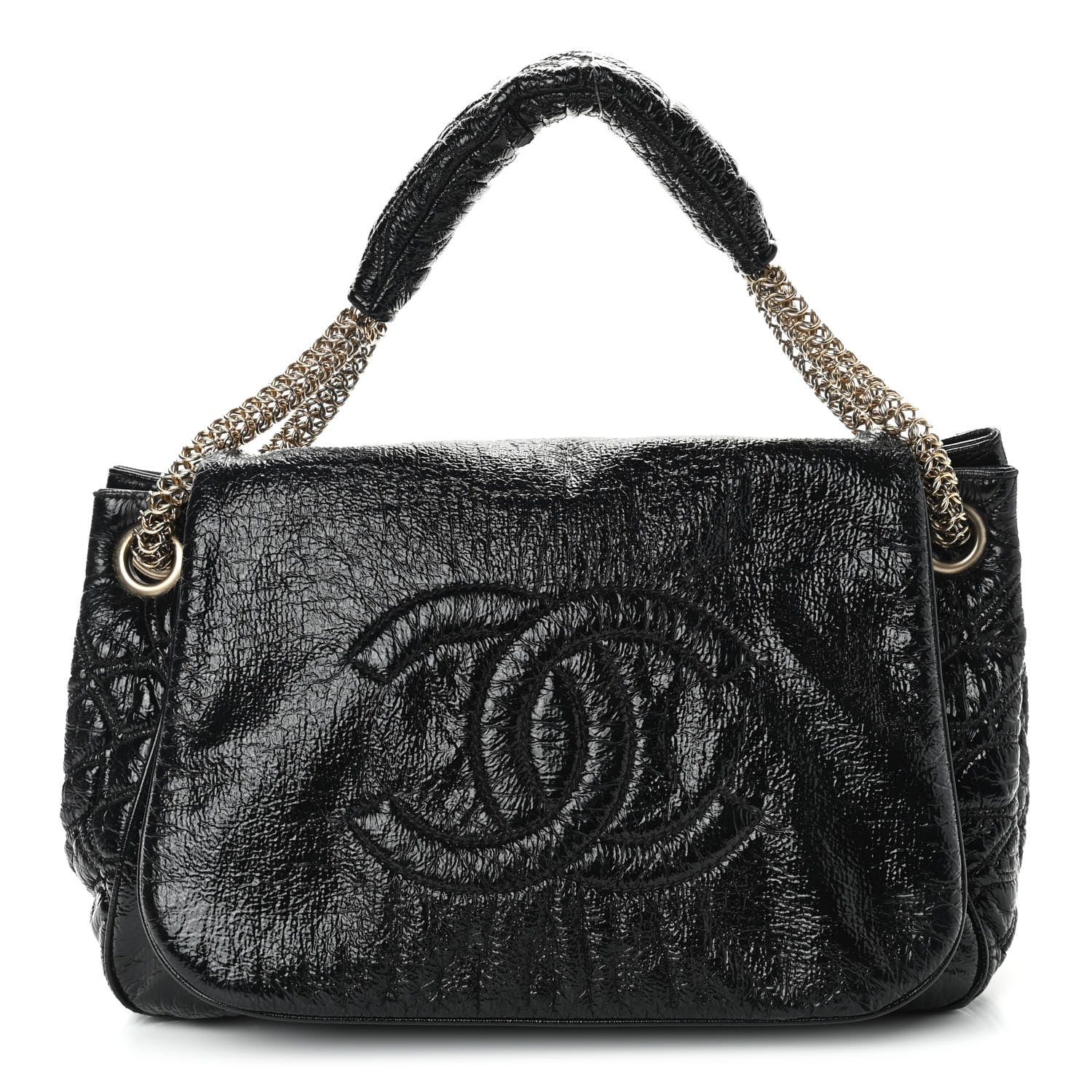 Chanel Vinyl Rodeo Accordion Flap Bag Black 1 of 17