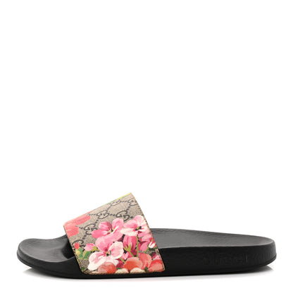 Gucci GG Supreme Monogram Blooms Slide Sandals 37 Beige Multicolor 1 of 9