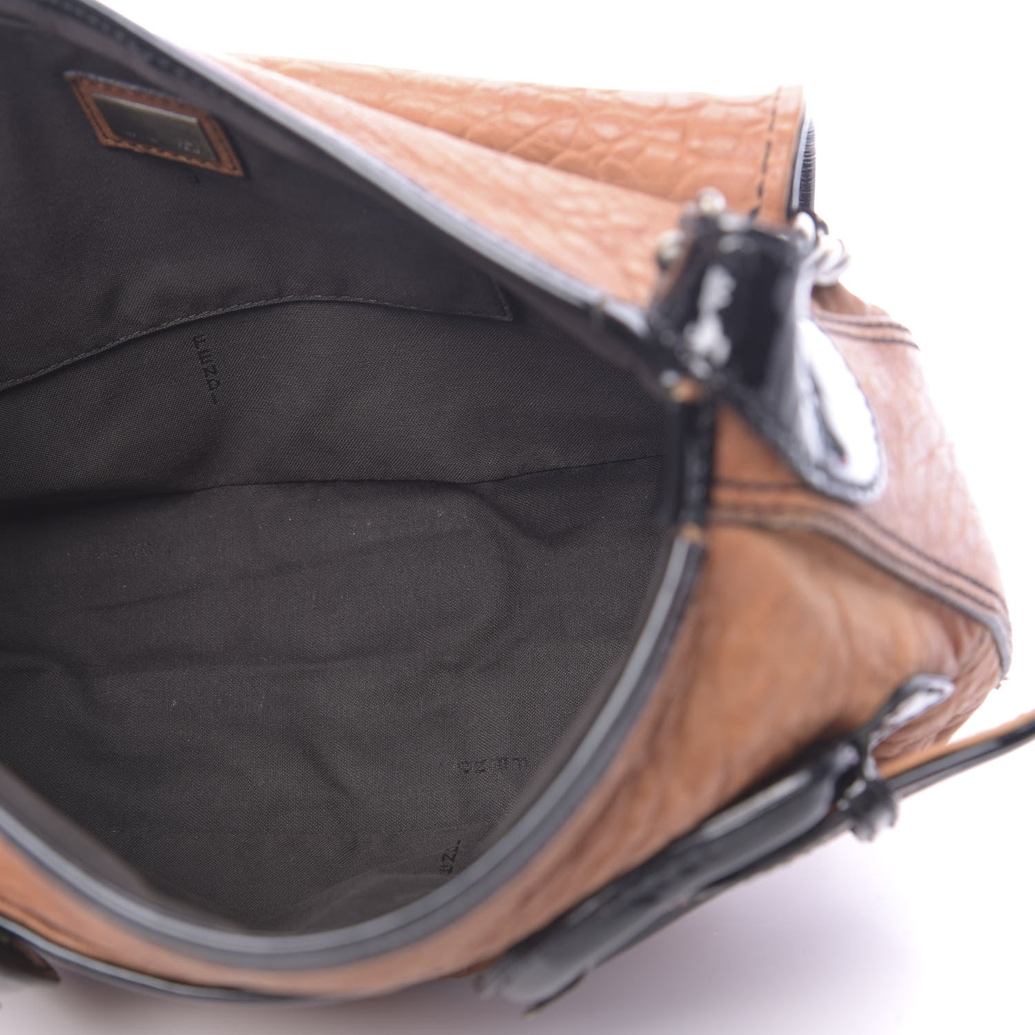 Fendi Nappa Patent B Bis Flap Bag Osso Black 6 of 16