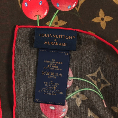 Louis Vuitton LV X TM Silk Cotton Monogram Cerises Square Scarf 55 Brown 3 of 3