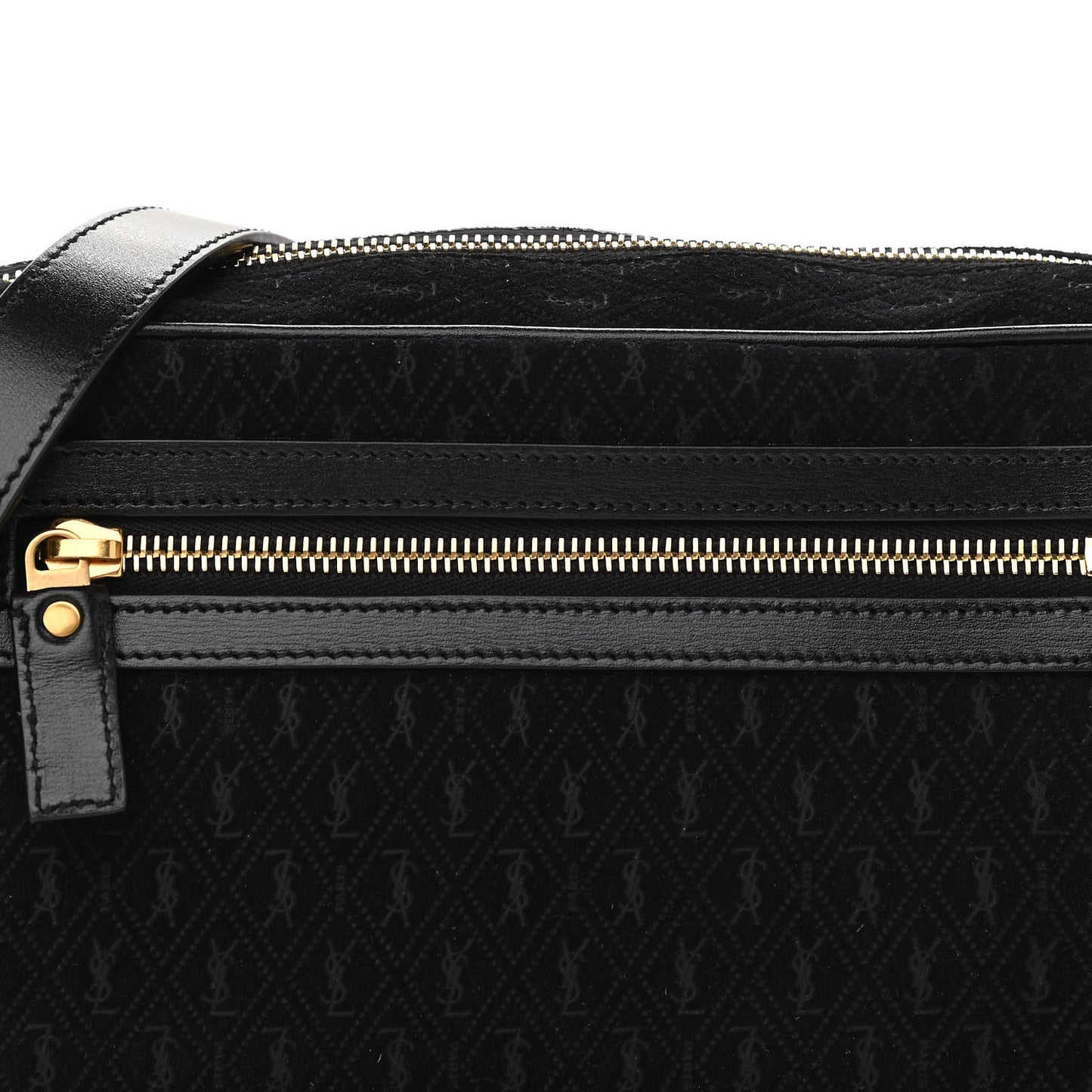 Suede Monogram All Over Camera Bag Black