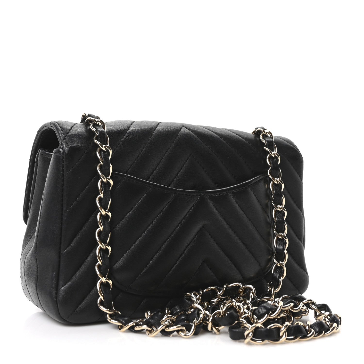 Chanel Lambskin Chevron Quilted Mini Rectangular Flap Black 3 of 10