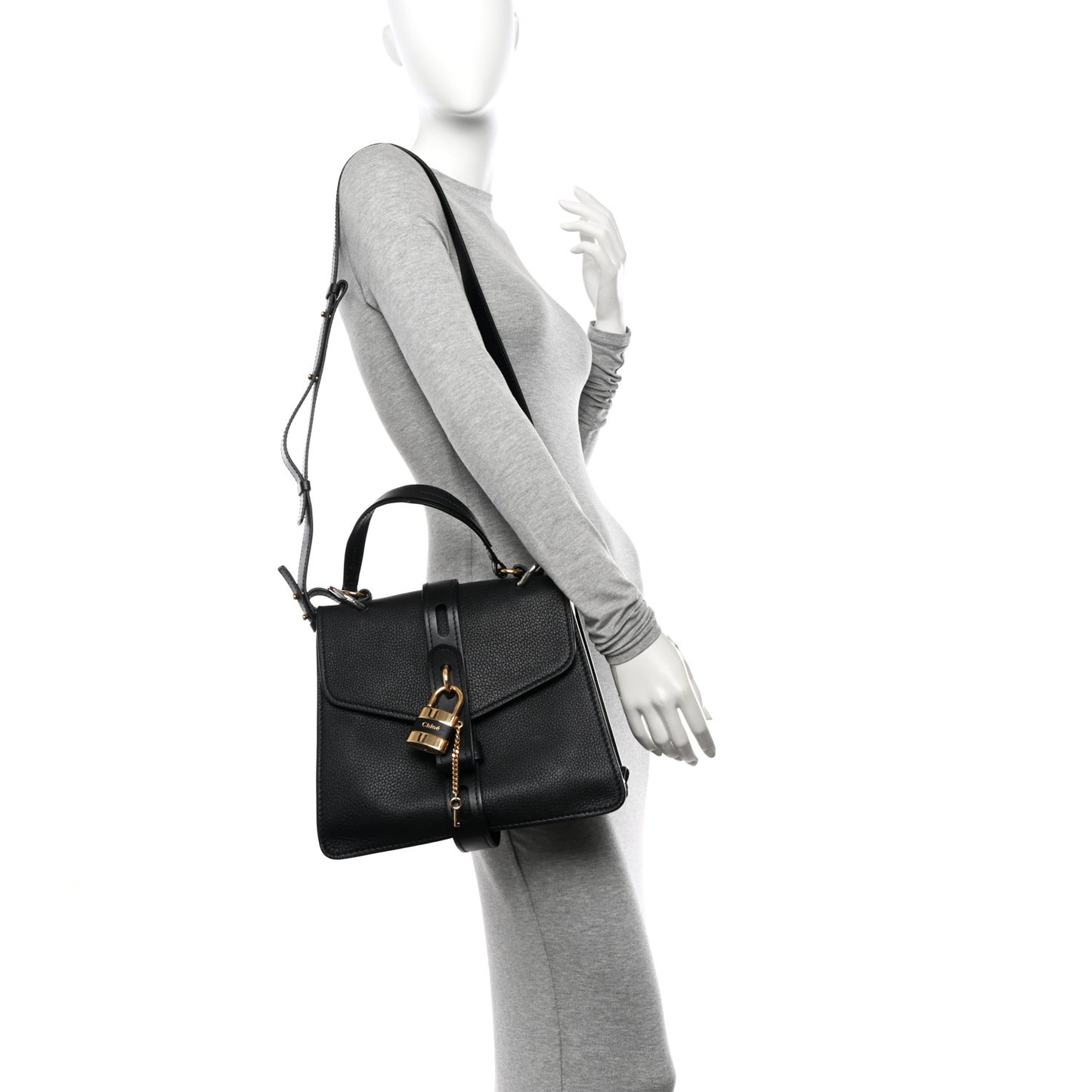 Grained Calfskin Medium Aby Day Shoulder Bag Black