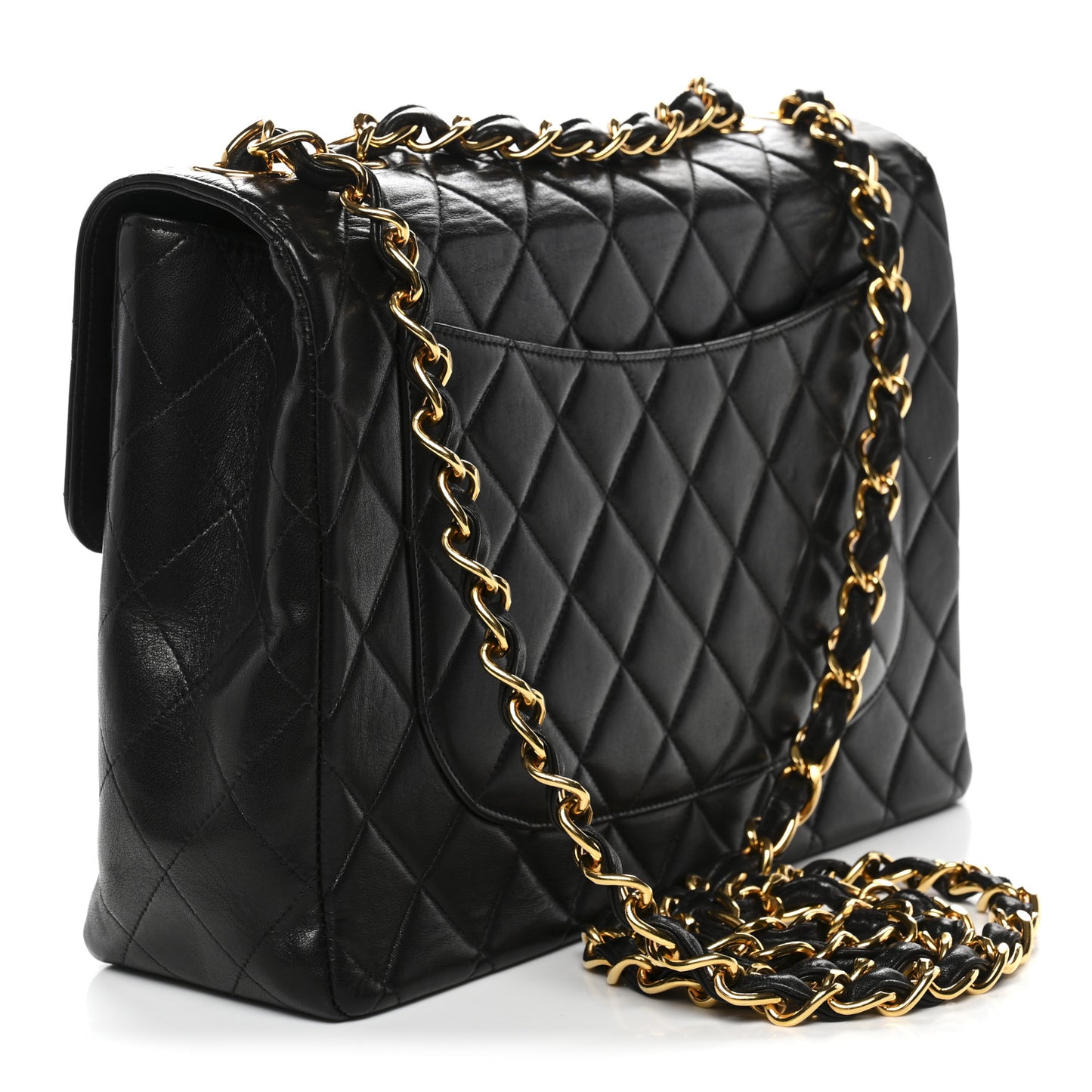 Lambskin Quilted Jumbo Single Flap Black