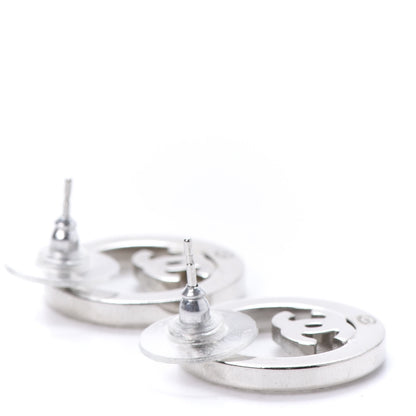 Chanel Crystal CC Round Earrings Silver 4 of 6