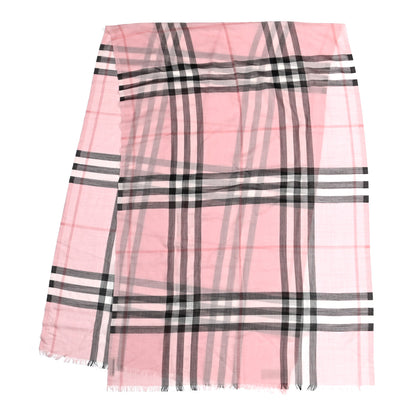 Burberry Wool Silk Gauze Giant Check Scarf Alabaster Pink 2 of 6