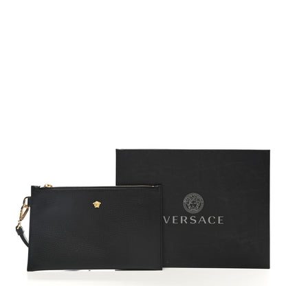 Versace Grained Calfskin Medusa Wrist Pouch Black 9 of 9