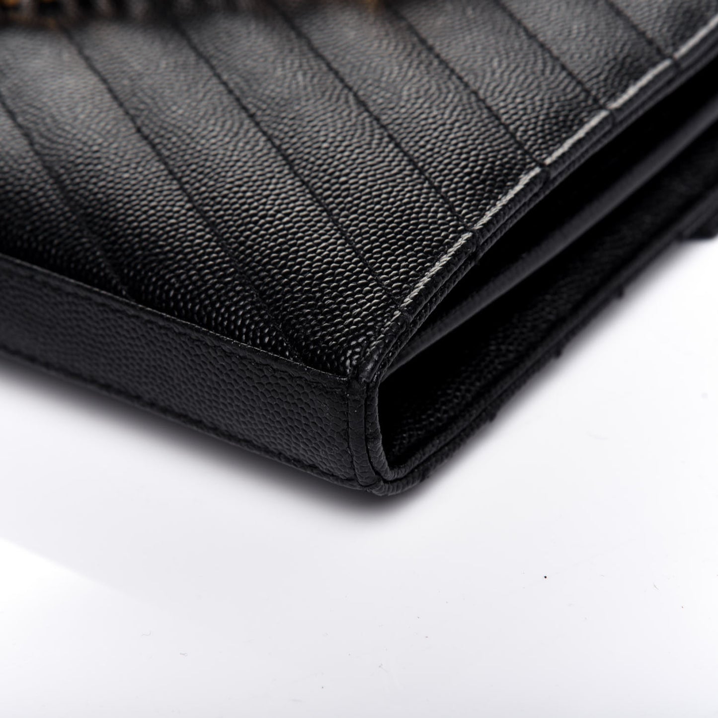 Grain De Poudre Matelasse Chevron Monogram Chain Wallet Black