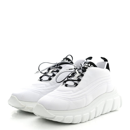 Prada Re-Nylon Gabardine Rubber Logo Quilted Womens 50mm Low Top Sneakers 38.5 White Black 3 of 9