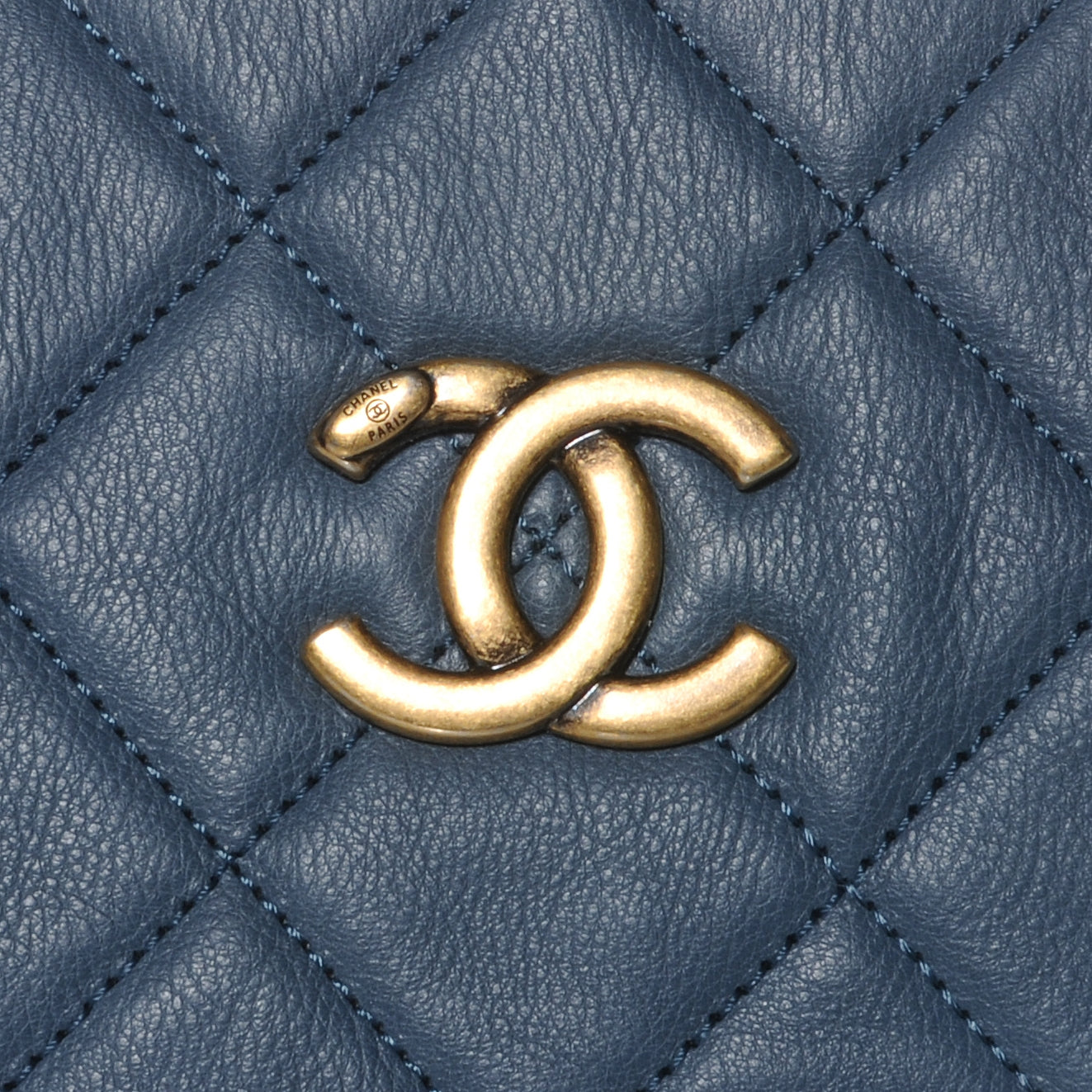 Chanel Calfskin CC Crown Small Tote Blue 6 of 9