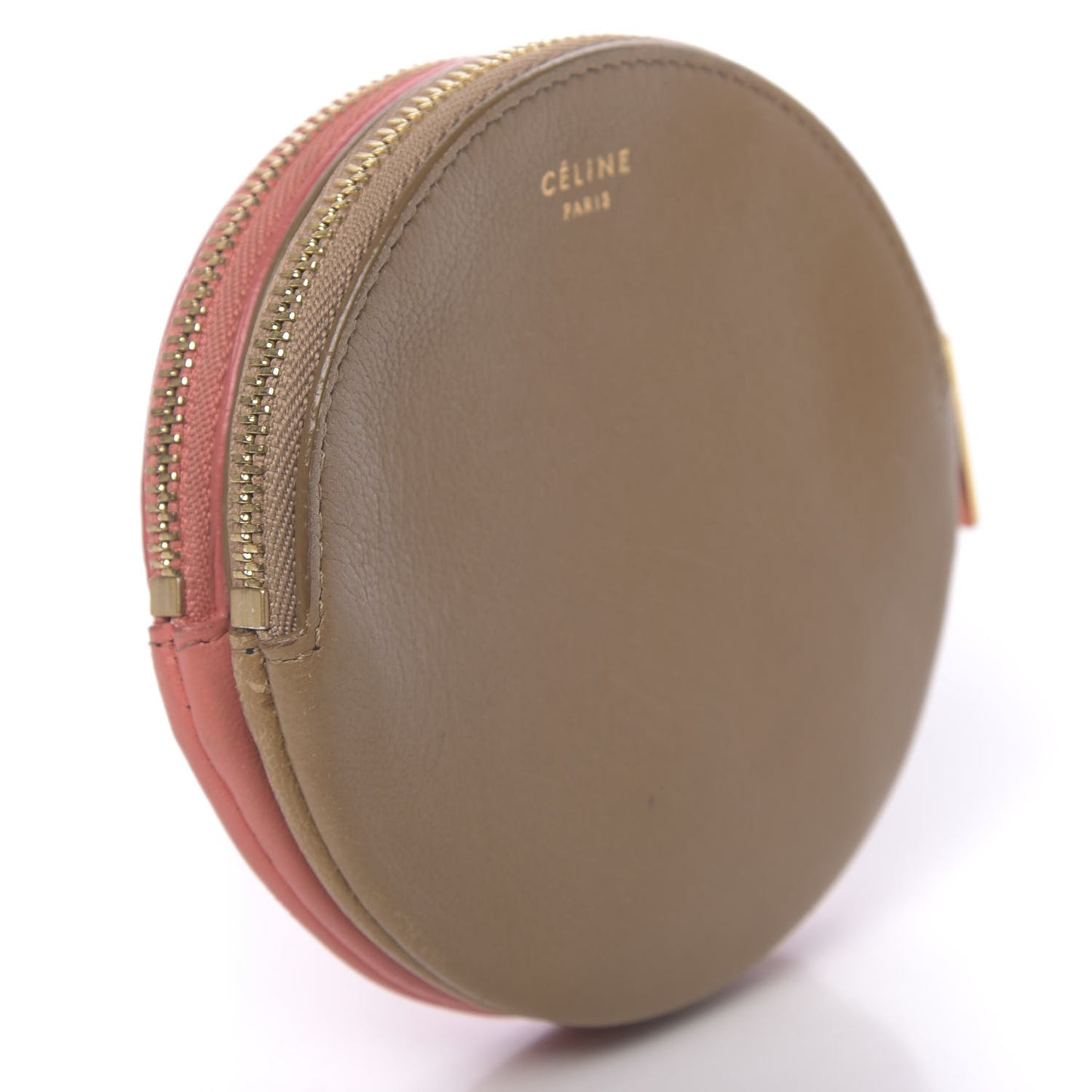Smooth Calfskin Round Zip Coin Purse Pink