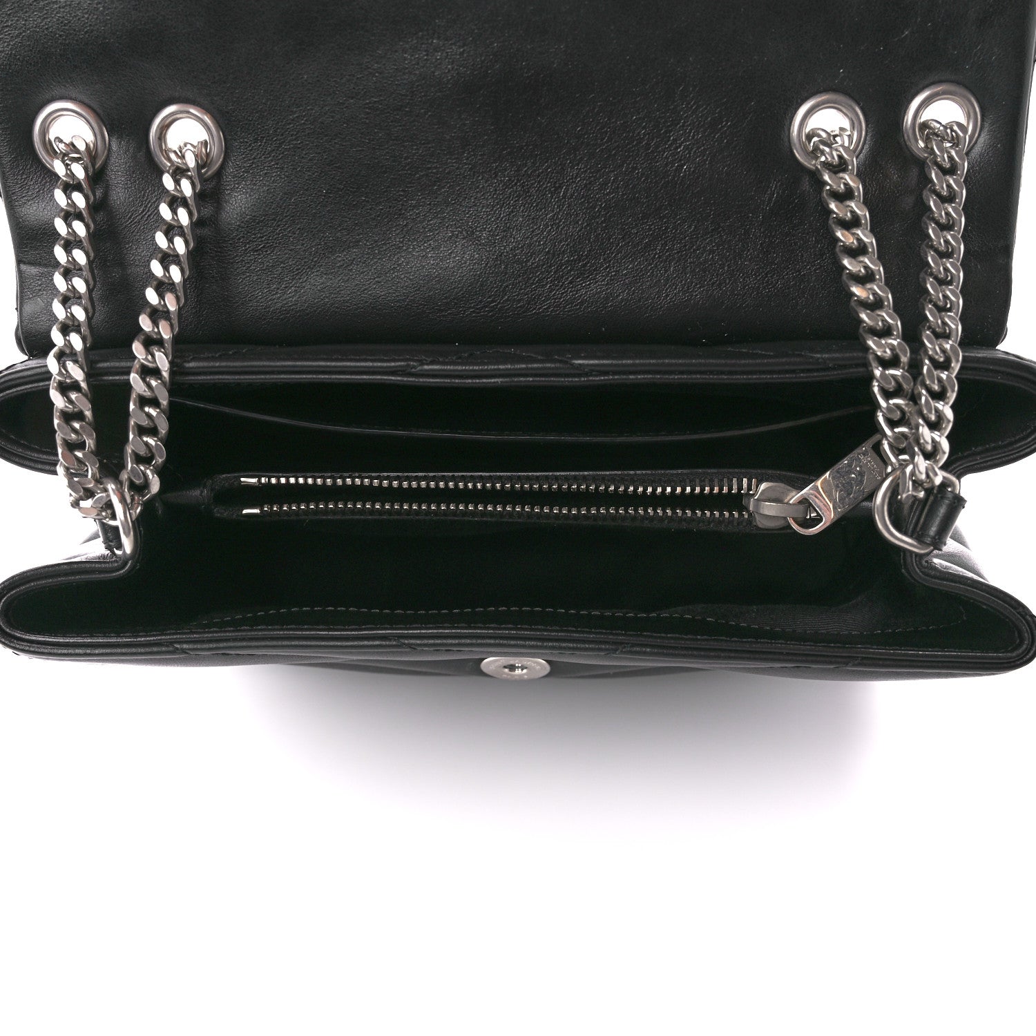 Saint Laurent Calfskin Y Quilted Monogram Small Loulou Chain Satchel Black 5 of 13