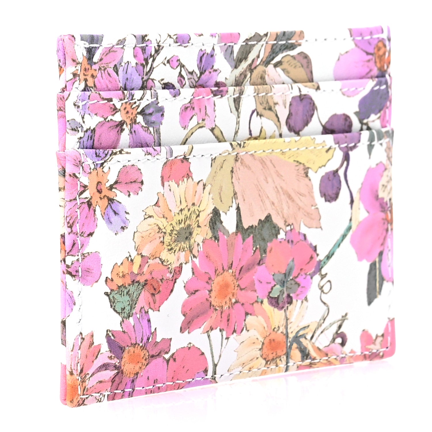 Christian Dior Calfskin Caro Freesia Five-Slot Card Holder White Multicolor 3 of 7