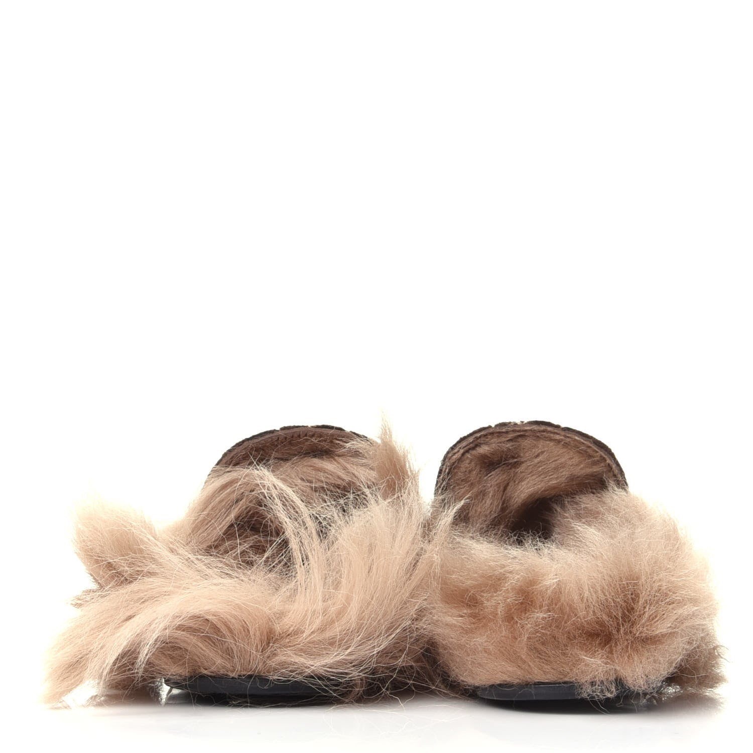 Gucci Velvet GG Monogram Fur Womens Princetown Slippers 35 Brown Black Natural 6 of 10