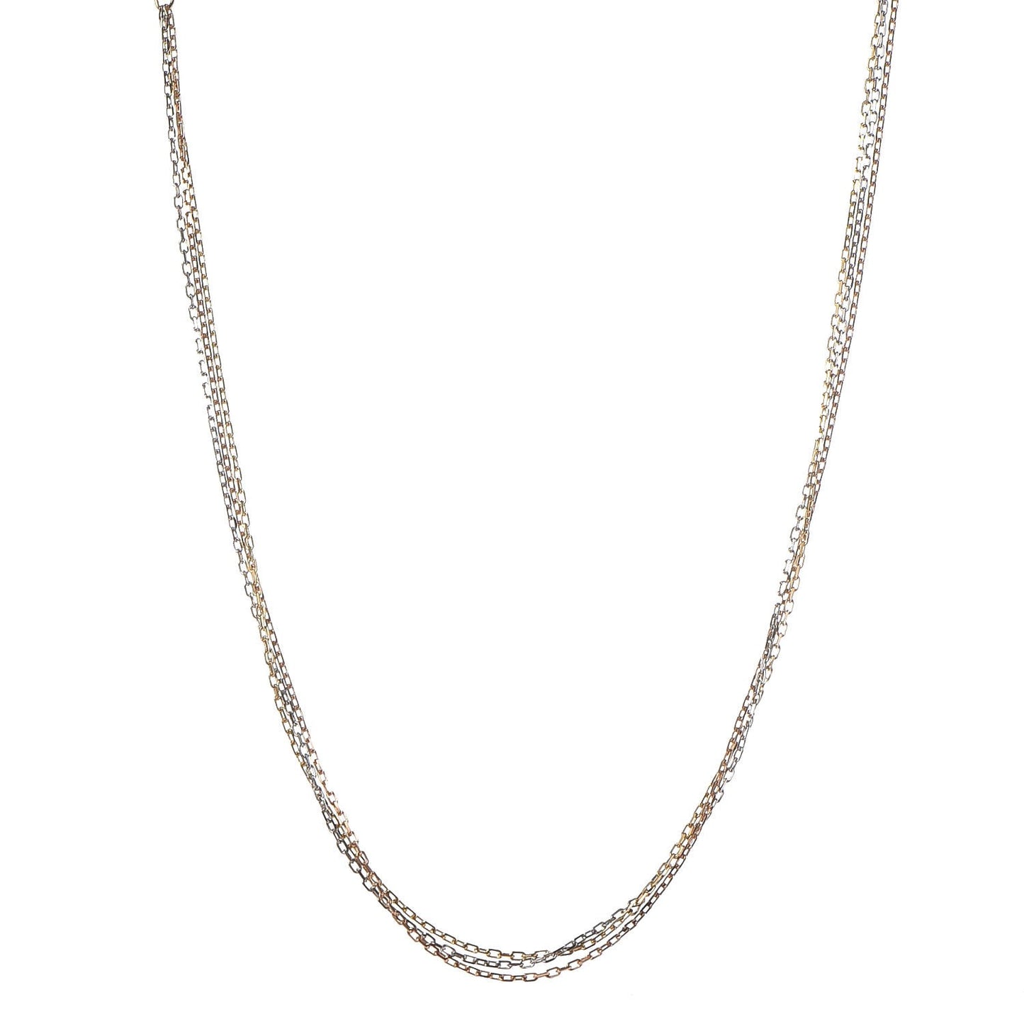 18K Pink Yellow White Gold Three Chain Necklace