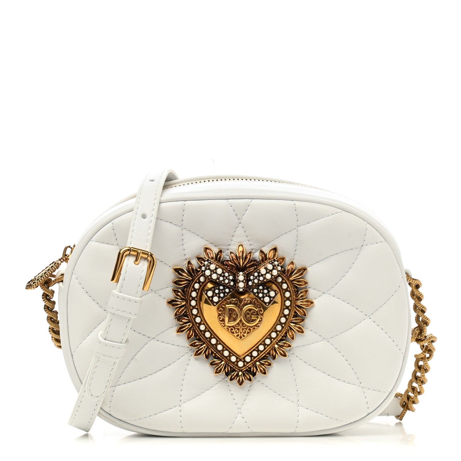 Dolce & Gabbana Smooth Calfskin Mini Devotion Camera Bag White 1 of 9