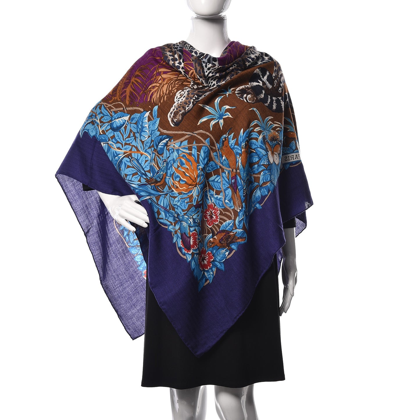 Cashmere Silk Jungle Love Shawl 140 Indigo Prune Bleu