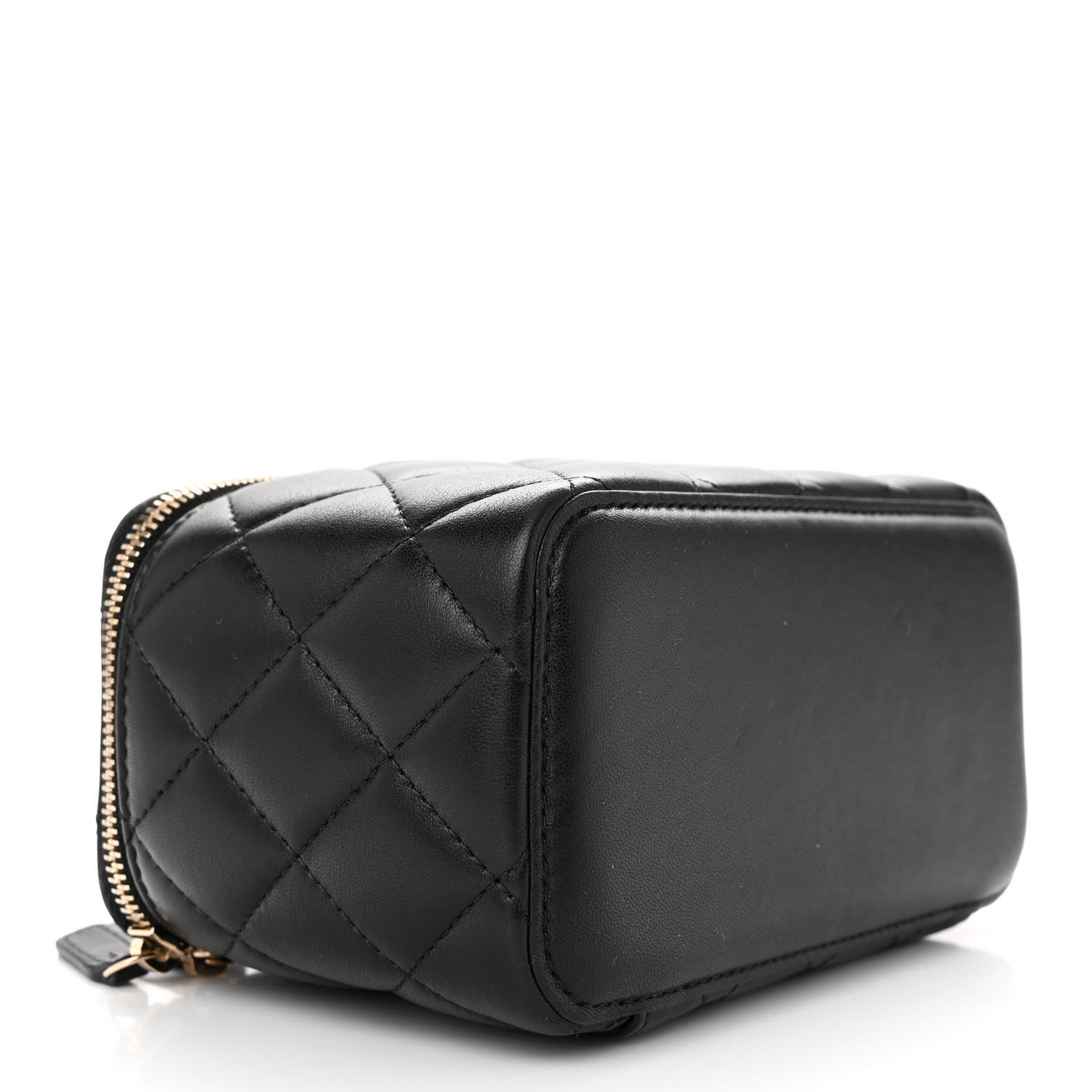 Chanel Lambskin Quilted Small Pearl Crush Vanity Case With Chain Black 4 of 11