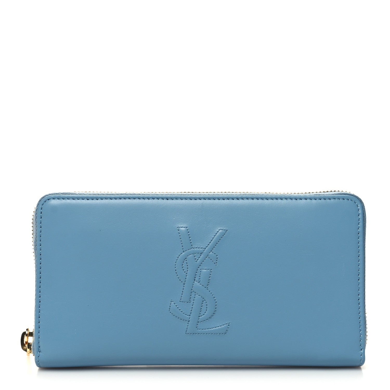 Saint Laurent Calfskin Belle De Jour Zip Around Wallet Blue 1 of 7