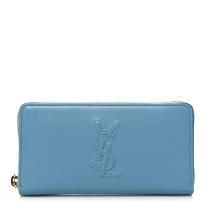 Saint Laurent Calfskin Belle De Jour Zip Around Wallet Blue 1 of 7
