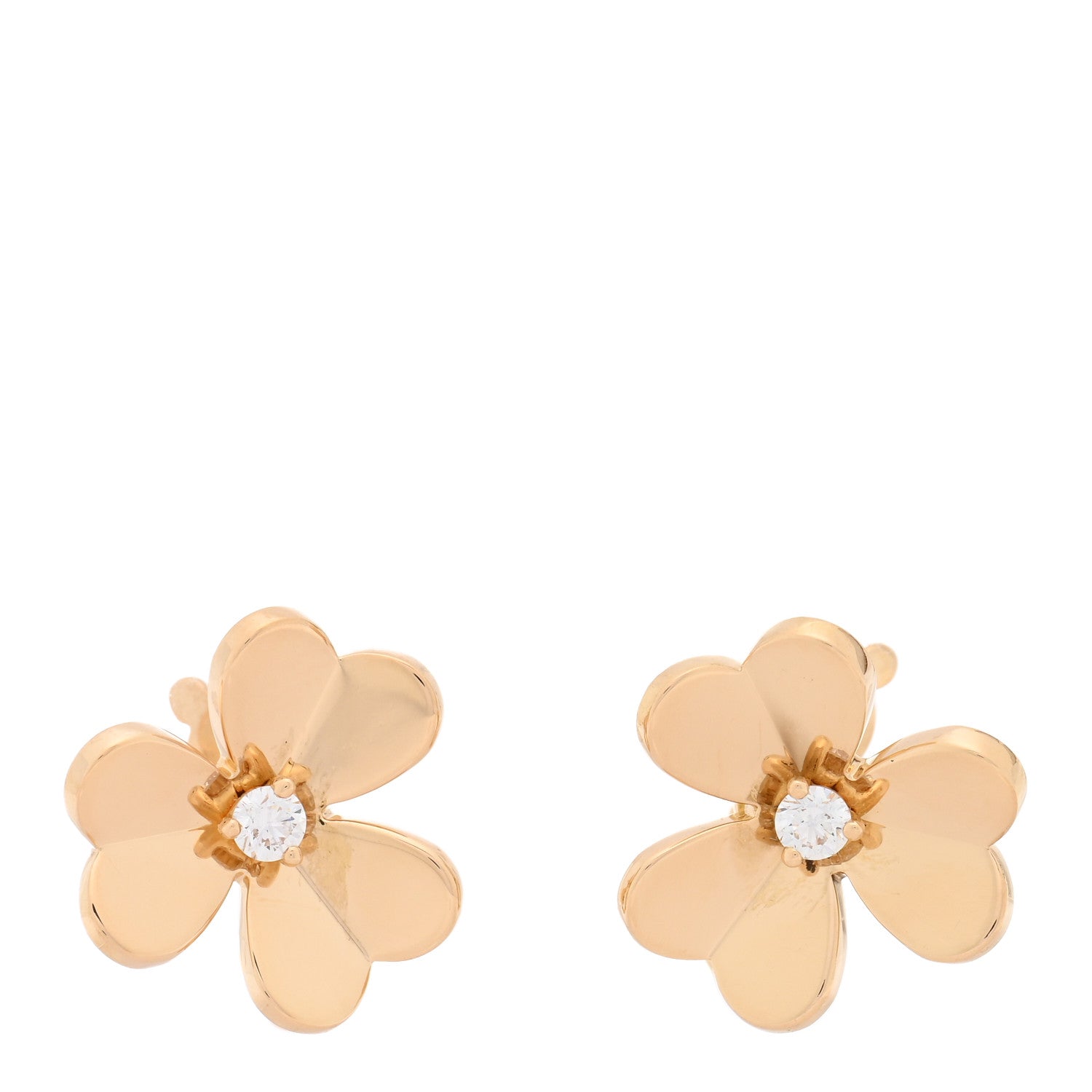 Van Cleef & Arpels 18K Yellow Gold Diamond Small Frivole Earrings 1 of 4