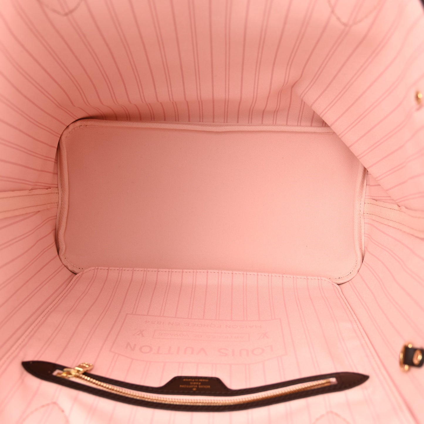 Damier Ebene Braided Neverfull MM Pink