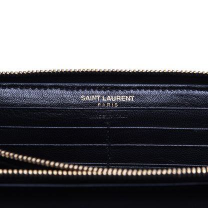 Saint Laurent Patent Calfskin Matelasse Monogram Vicky Zip Around Wallet Black 7 of 9