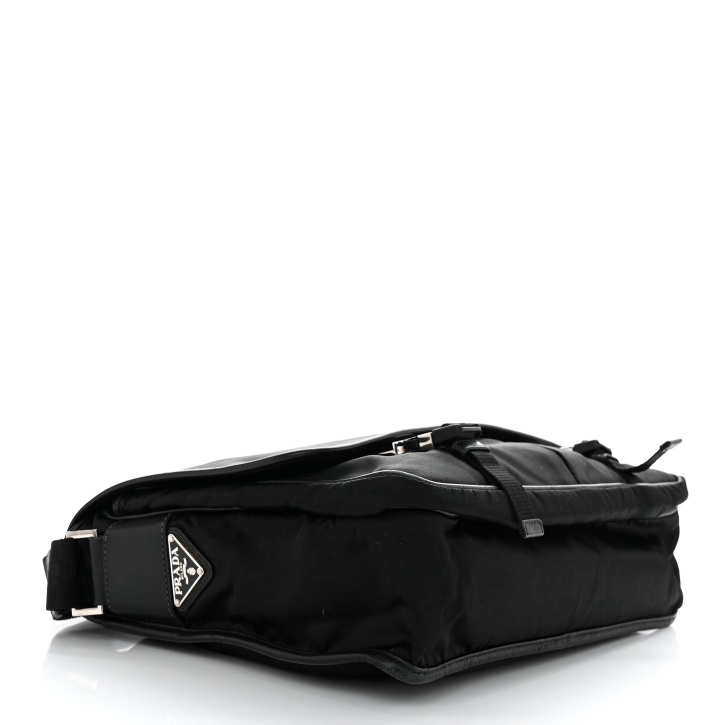 Tessuto Nylon Saffiano Logo Messenger Bag Black