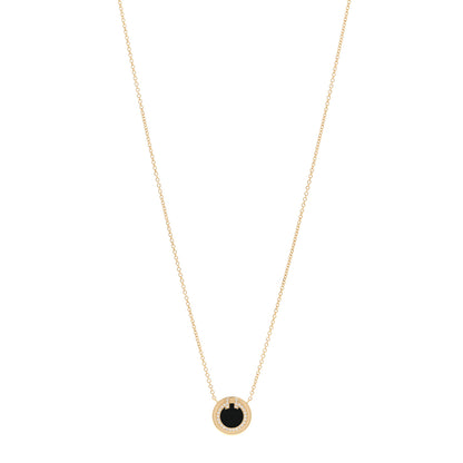 Tiffany 18K Yellow Gold Diamond Black Onyx Small T Circle Pendant Necklace 1 of 5