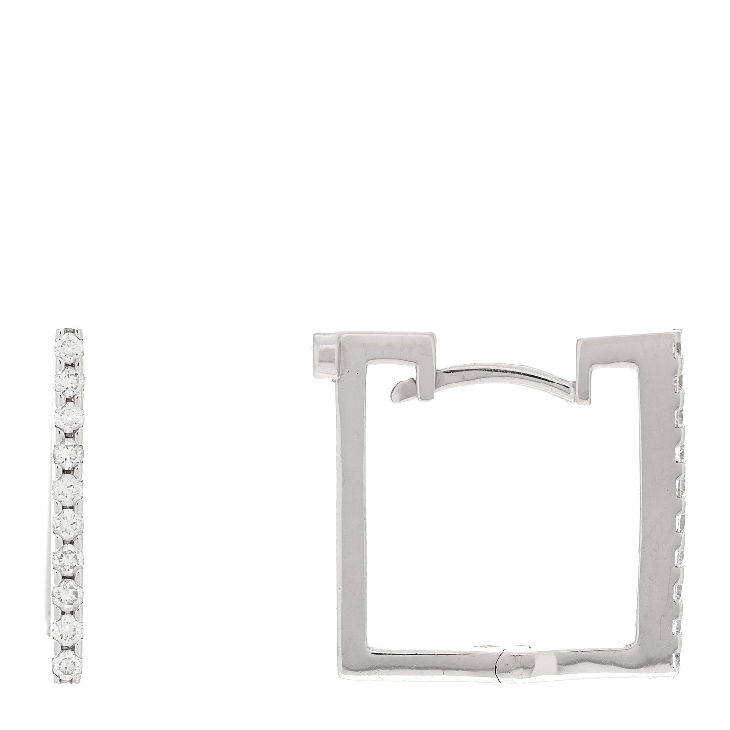 Roberto Coin 18K White Gold Diamond Classic Square Hoop Earrings 1 of 4