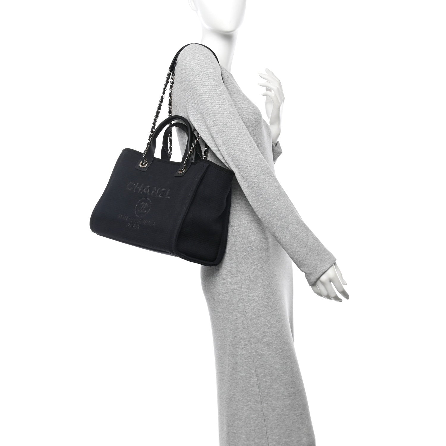 Chanel Mixed Fibers Small Deauville Tote Black 2 of 11