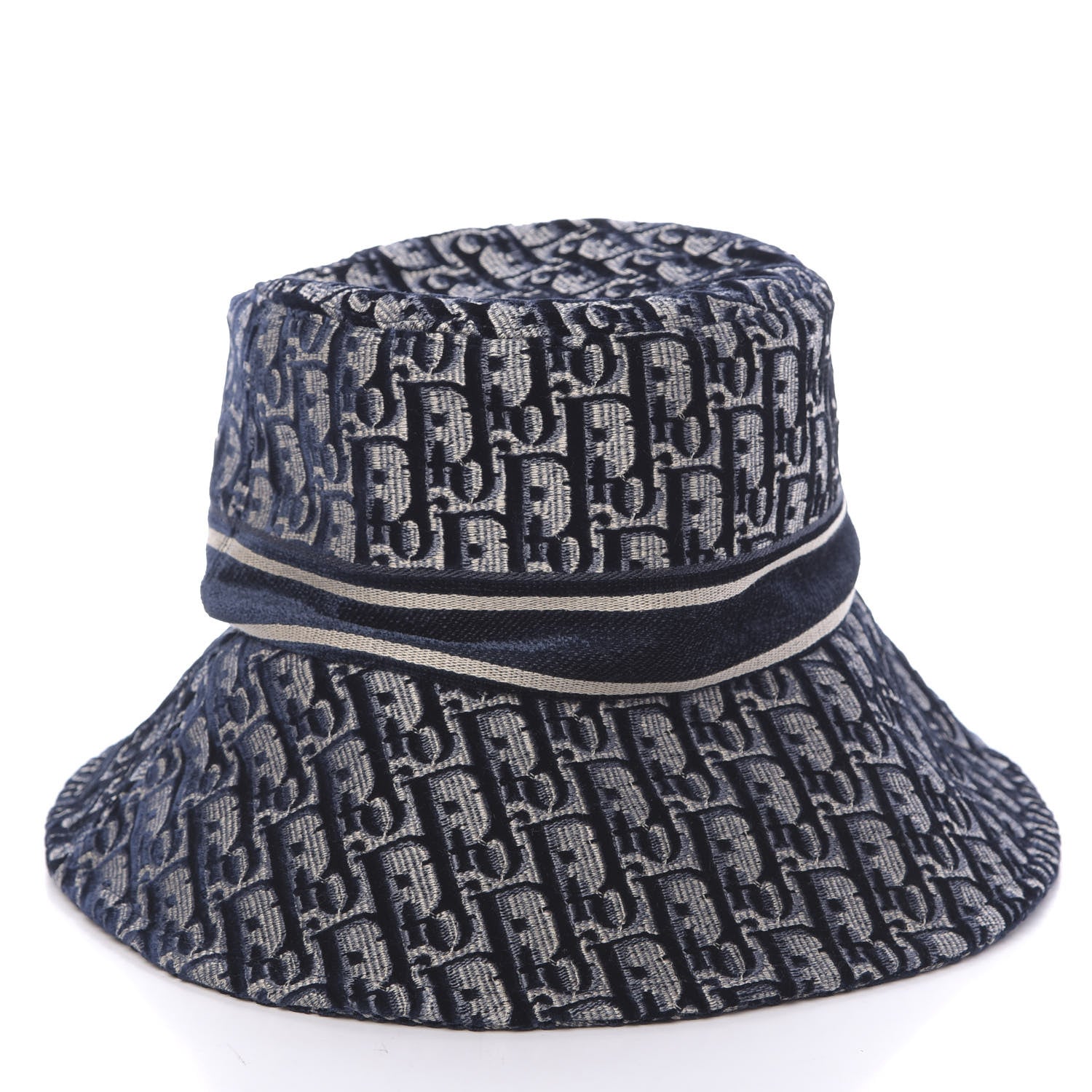 Christian Dior Velvet Oblique Large Brim Bucket Hat 58 Bleu Marine 4 of 7
