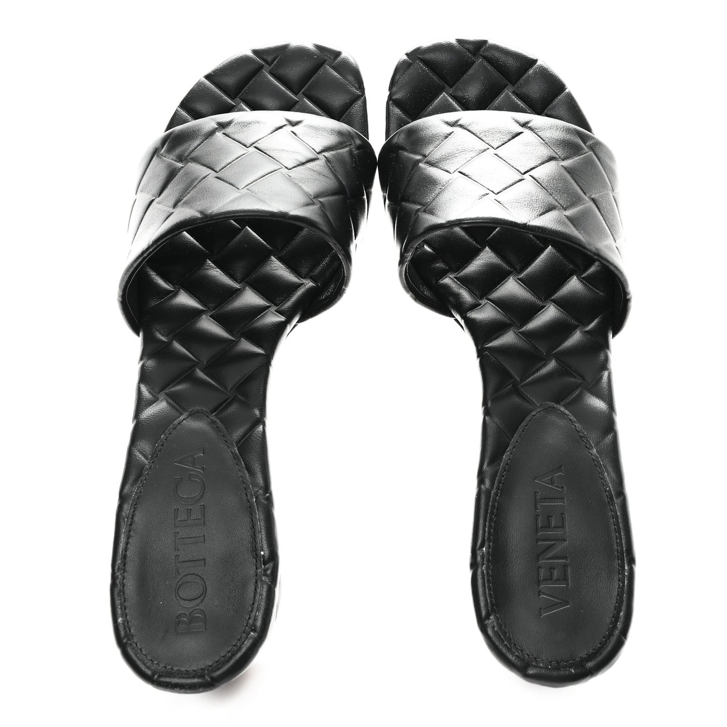 Lambskin Weaving Effect Amy Sandals 38.5 Black