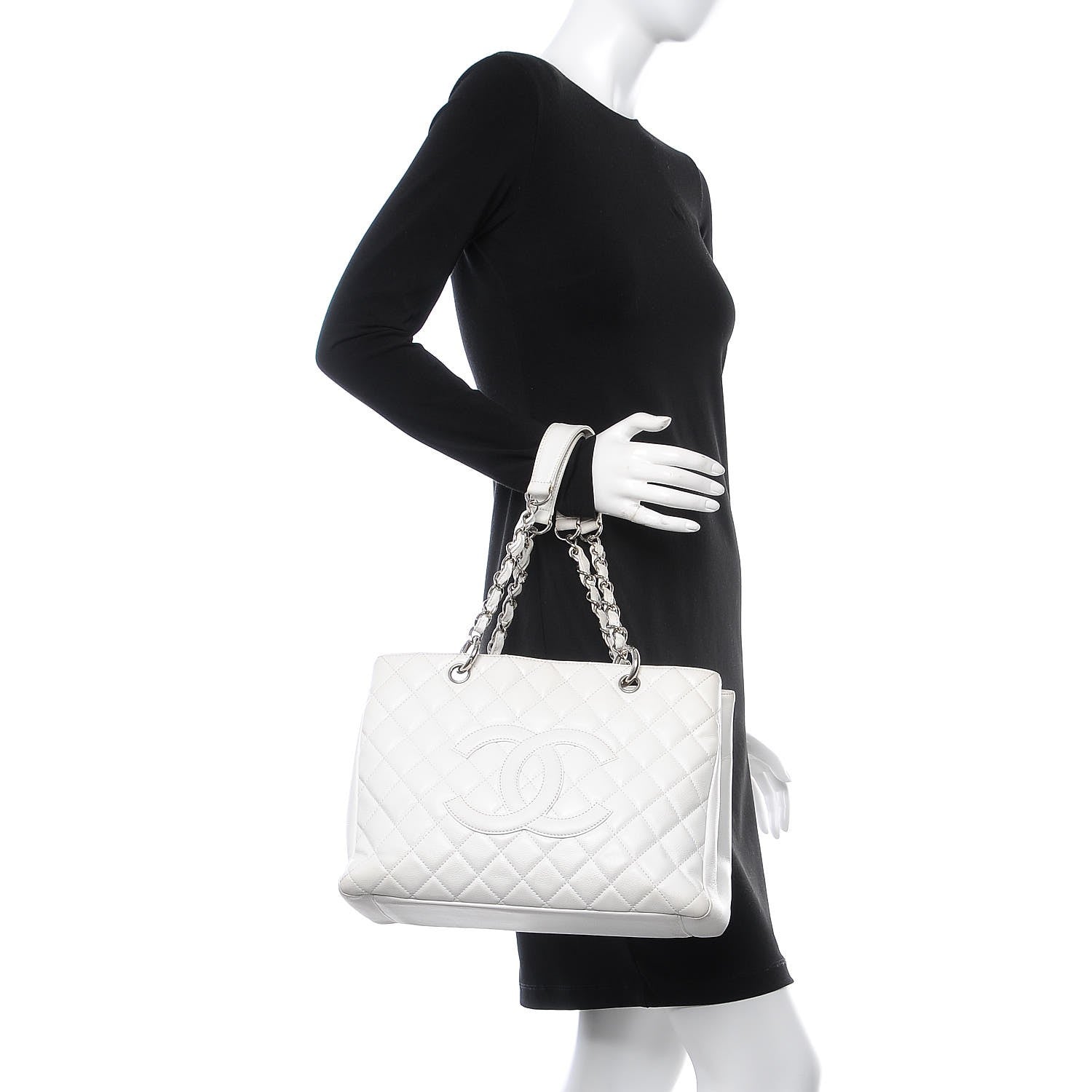 Chanel Caviar Quilted Grand Shopping Tote GST White 2 of 17