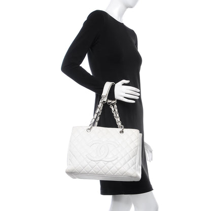 Chanel Caviar Quilted Grand Shopping Tote GST White 2 of 17