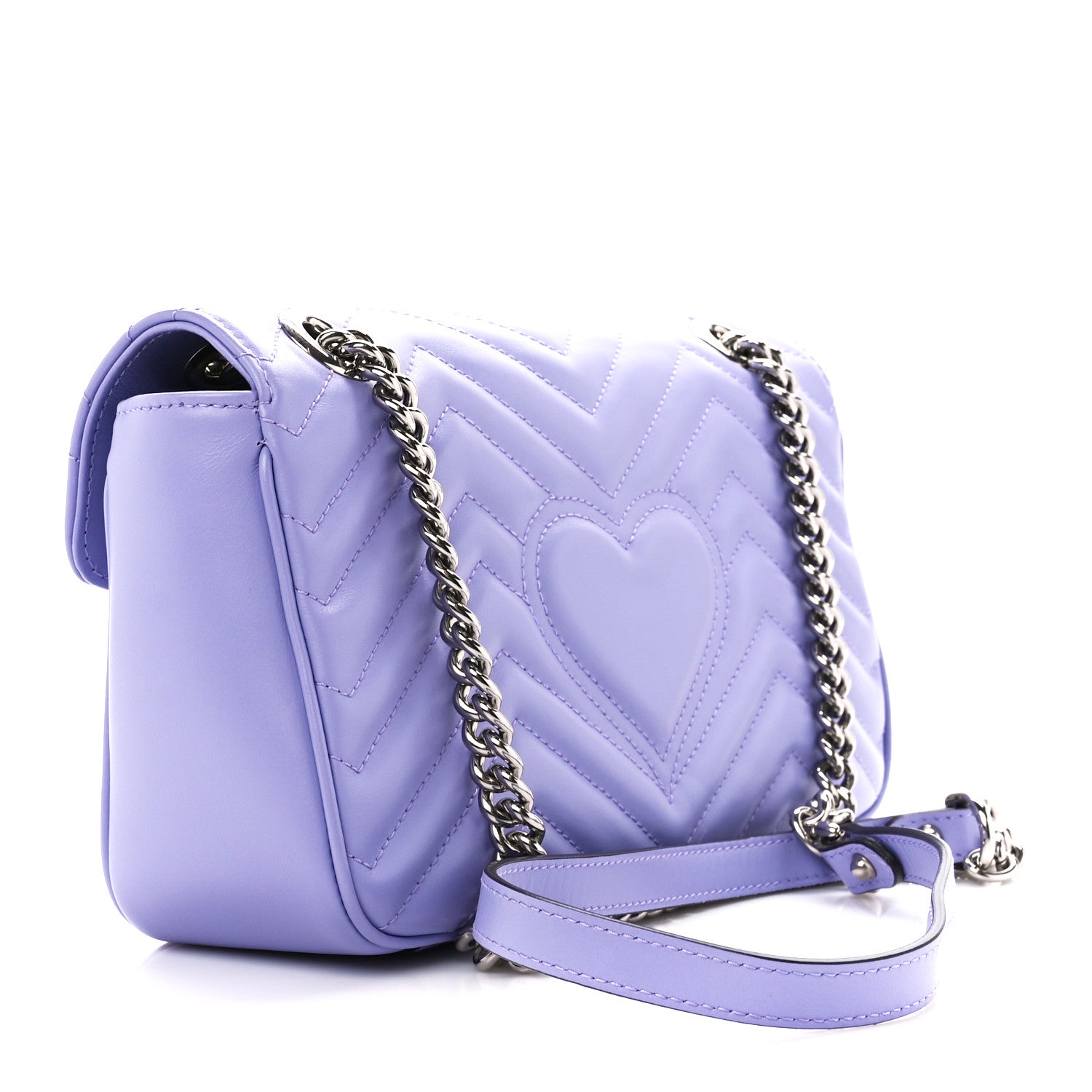 Gucci Calfskin Matelasse Small GG Marmont Shoulder Bag Lapis 3 of 10
