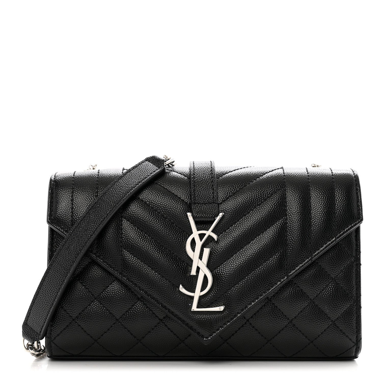 Saint Laurent Grain De Poudre Textured Mixed Matelasse Triquilt Small Monogram Satchel Black 1 of 12
